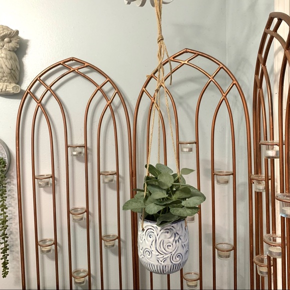 Other - Blue and White Patterned Hanging Ceramic Planter